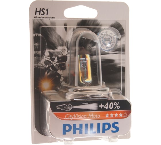 Автолампа PHILIPS HS1 35, 35 PX43t+40% CITY VISION MOTO 12V 1,10,200 12636CTVBW 1