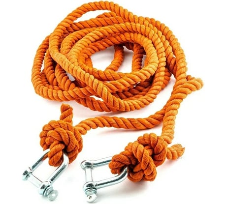 Буксировочный трос TOPAUTO трехпрядный канат 20 т, 2 скобы М14, 6 метров, в пакете 2062КАП