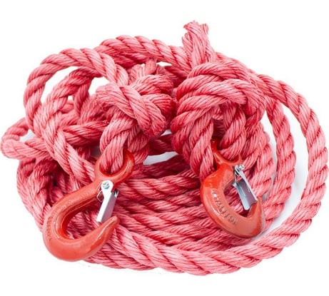 Буксировочный трос TOPAUTO трехпрядный канат ПРЕМИУМ 20 т 2 крюка 6 метров, сумка ТА-P9-2022С