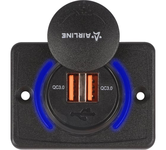 Розетка USB Airline накладная, c 2 портами, 5 В, QC3.0+QC3.0 AEBJ211