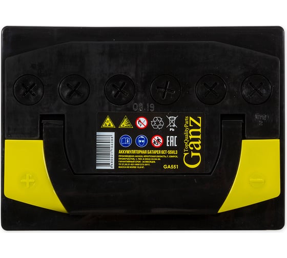 Аккумулятор Ganz Standart 55 А/ч прямой L+ 242x175x190 L2 EN 500 А GA551