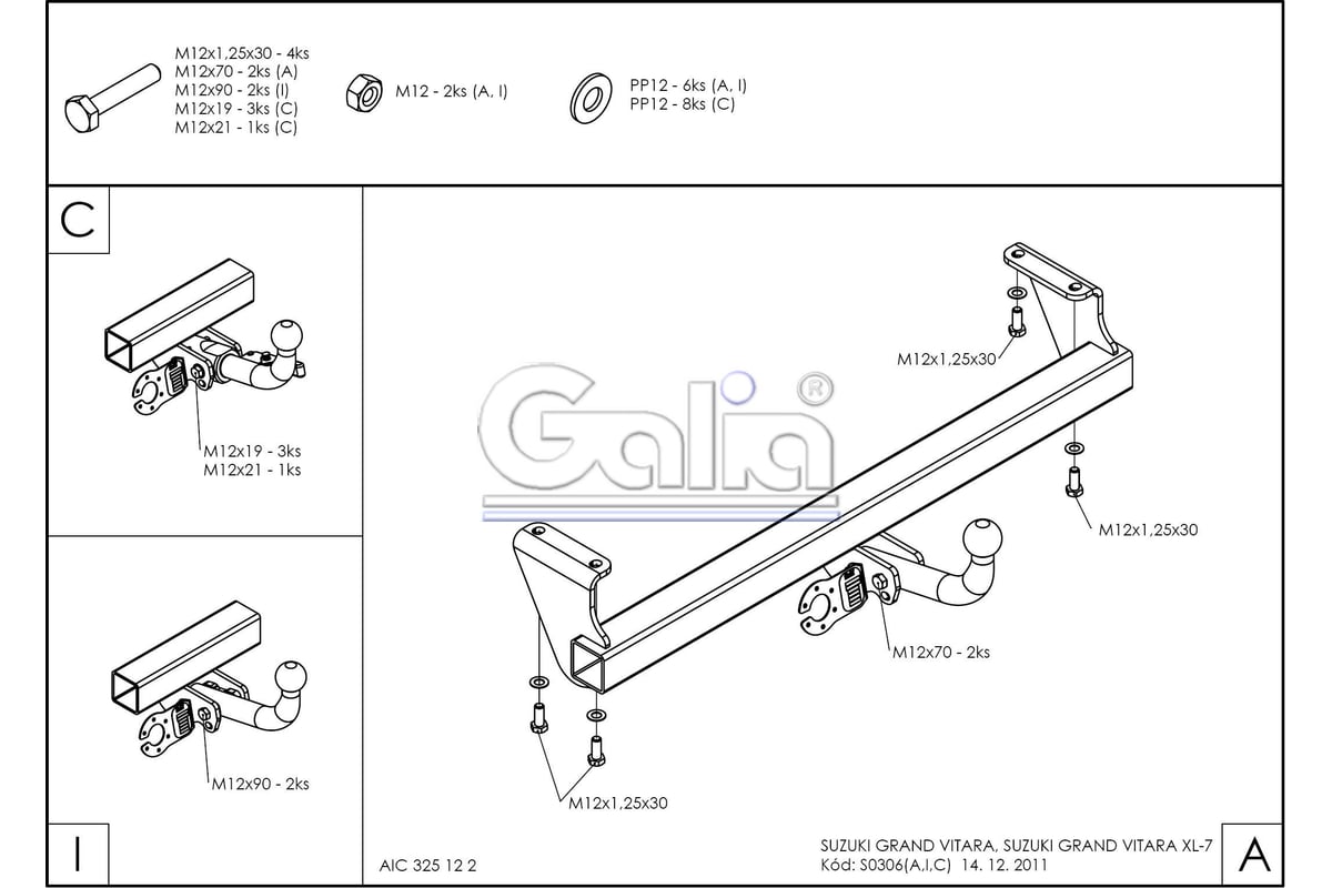 Полностью оцинкованный фаркоп GALIA для Suzuki Grand Vitara 1998-2005 ...