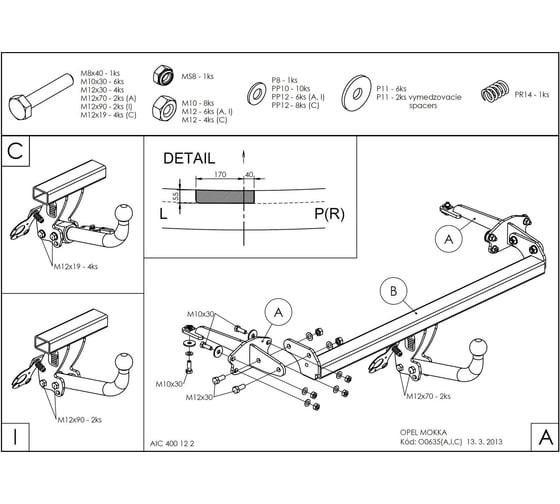 Полностью оцинкованный фаркоп GALIA для Opel Mokka 2012-2019, Chevrolet Tracker 2013-2015 быстросъемный шар O063C