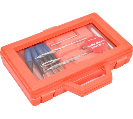 Ремкомплект для бескамерных шин Airline в кейсе, шило для жгута, напильник, спиральное, 5 жгутов, нож ATRK109