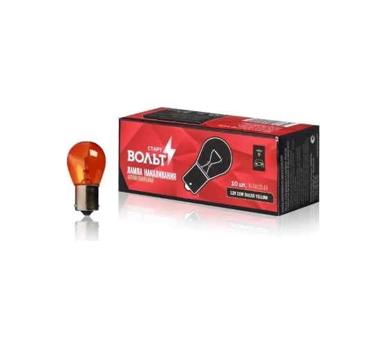 Лампа накаливания StartVOLT желтая, 12V, 21W, BA15S VL-BA15S-04