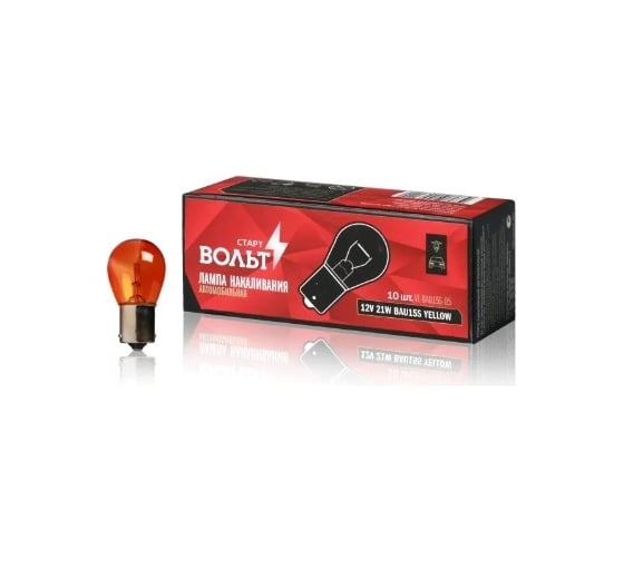 Лампа накаливания StartVOLT желтая, 12V, 21W, BAU15S VL-BAU15S-05 1