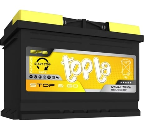 Автомобильный аккумулятор TAB Topla efb stop-go 6ст-65.0 низкий 112065