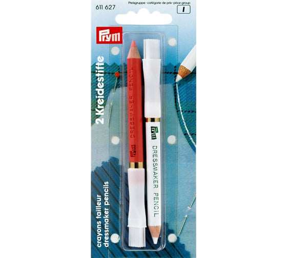 Меловые карандаши с щеткой PRYM 611627 2 шт., белый и розовый 135744