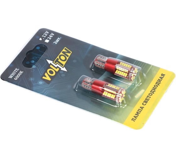 Светодиодная лампа VOLTON T10 w5w W2,1x9,5d CANBUS 12V 57 SMD 3014 2 шт. VLTC2010