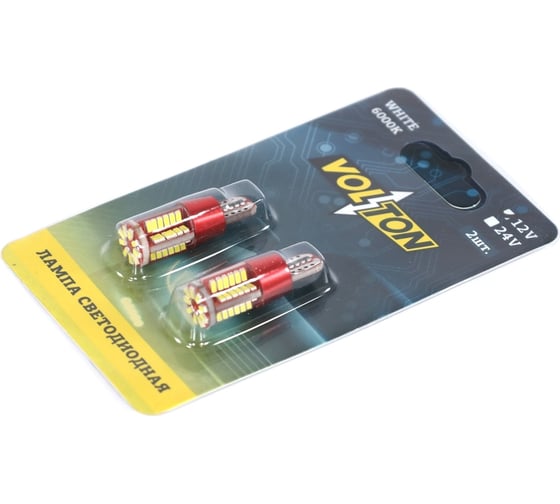 Светодиодная лампа VOLTON T10 w5w W2,1x9,5d CANBUS 12V 57 SMD 3014 2 шт. VLTC2010