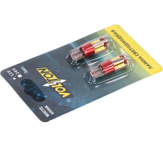 Светодиодная лампа VOLTON T10 w5w W2,1x9,5d CANBUS 12V 57 SMD 3014 2 шт. VLTC2010