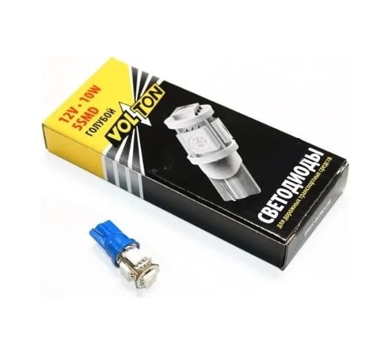 Светодиодная лампа VOLTON T10, W2.1x9.5d, 12 В, 10 Вт, 5SMD, габаритов/повторителей, белый VLT-C025W-5SMD
