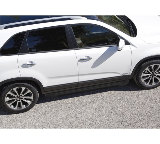 Пороги "Silver" Rival для Kia Sorento II рестайлинг 2012-2020, 173 см, 2 шт., алюминий, F173AL.2305.2