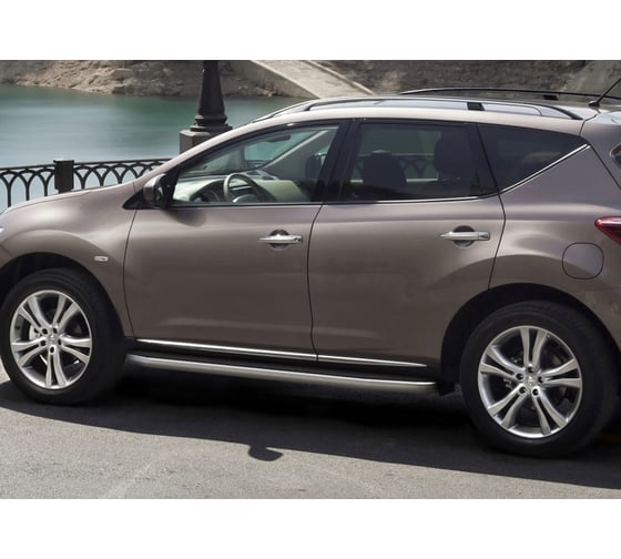 Пороги "Premium-Black" Rival для Nissan Murano Z51 рестайлинг 2010-2016, 173 см, 2 шт., алюминий, A173ALB.4108.2