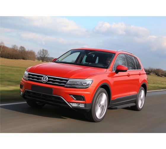 Пороги Rival "Premium-Black" для Volkswagen Tiguan II 2016-, 173 см, 2 шт., алюминий, A173ALB.5802.4