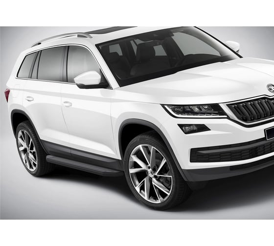 Алюминиевые пороги Rival Premium-Black для Skoda Kodiaq II 2017, 2 шт., A180ALB.5102.2