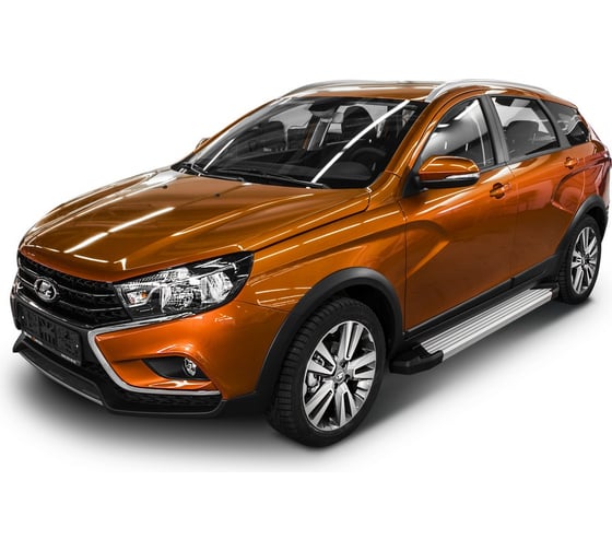 Алюминиевые порог Rival Silver для Lada Vesta универсал Cross 2017, 2 шт., F180AL.6003.1