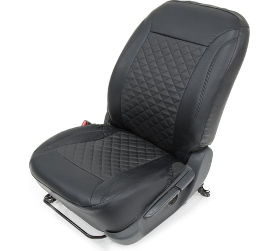 Универсальные Авточехлы Rival Ромб (зад.сп.40/60) на перед. и зад. сидения, эко-кожа,черные, SC.U4.2 1