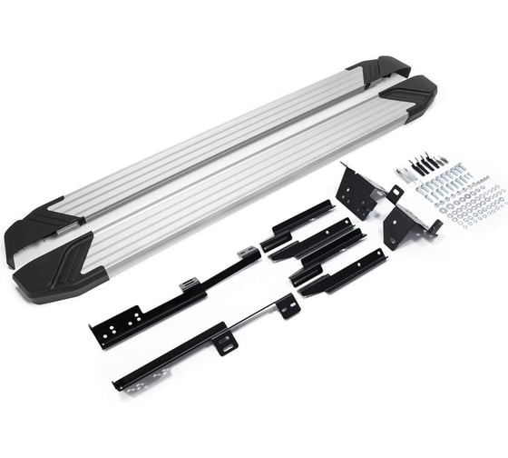 Пороги "Silver" Rival для Nissan Qashqai II 2014-2019 2019-н.в./X-Trail T32 2015-2018/Renault Koleos II 2016-2020, 173 см, 2 шт., алюминий, F173AL.4704.1 1