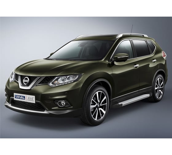 Пороги "Silver" Rival для Nissan Qashqai II 2014-2019 2019-н.в./X-Trail T32 2015-2018/Renault Koleos II 2016-2020, 173 см, 2 шт., алюминий, F173AL.4704.1