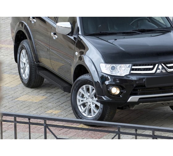 Алюминиевые пороги Rival Black Mitsubishi Pajero Sport II 2008-2016, 2 шт., F173ALB.4003.1