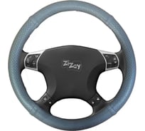 Оплетка на руль ZiZay размер М, 37-39 см., перфорация/гладкая, серый цвет, эко-кожа ZZ0208