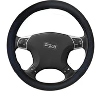 Оплетка на руль ZiZay размер М, 37-39 см., черный цвет, синий ромб, фактура гладкая, эко-кожа ZZ0214