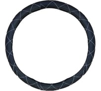 Оплетка на руль ZiZay размер М, 37-39 см., черный цвет, белый ромб , фактура гладкая, эко-кожа ZZ0215