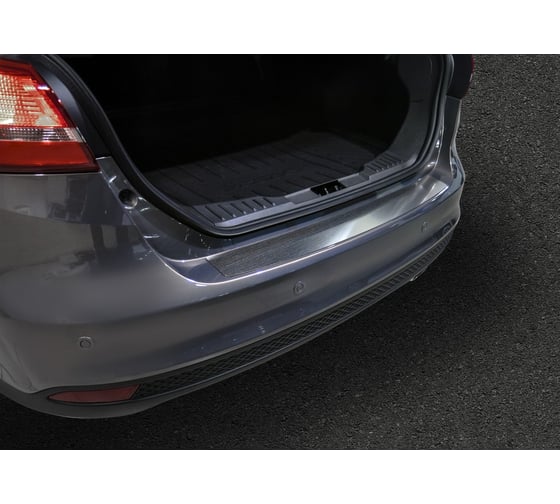 Накладка на задний бампер Rival для Ford Focus III рестайлинг седан 2014-2019, нерж. сталь, NB.S.1801.1