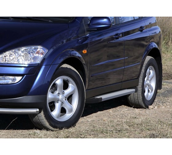 Пороги "Silver" Rival для SsangYong Kyron I рестайлинг 2007-2016, 173 см, 2 шт., алюминий, F173AL.5301.1