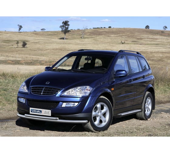 Пороги "Bmw-Style круг" Rival для SsangYong Kyron I рестайлинг 2007-2016, 173 см, 2 шт., алюминий, D173AL.5301.1