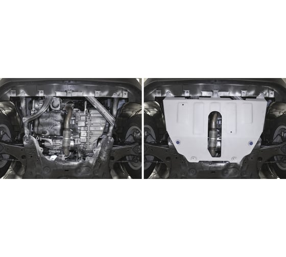 Защита картера и КПП Rival для Jeep Compass II (V - 2.4 (150 л.с.)) 4WD 2017-н.в./Jeep Renegade (V - 1.4 (170 л.с.)) 2014-2018 2018-н.в., штампованная, алюминий 4 мм, с крепежом, 333.2743.1