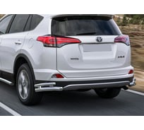 Защита заднего бампера d57+d42 уголки Rival для Toyota RAV4 CA40 рестайлинг 2015-2019, нерж. сталь, 2 части, R.5718.005