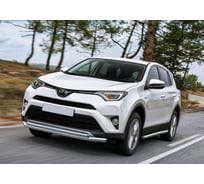 Защита переднего бампера d57+d42 Rival для Toyota RAV4 CA40 рестайлинг 2015-2019, нерж. сталь, R.5718.001