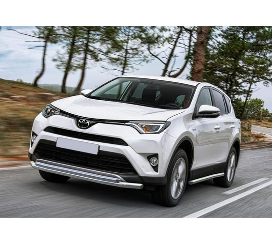 Защита переднего бампера d57+d42 Rival для Toyota RAV4 CA40 рестайлинг 2015-2019, нерж. сталь, R.5718.001 1