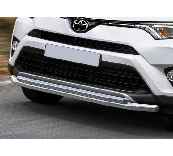 Защита переднего бампера d57+d42 Rival для Toyota RAV4 CA40 рестайлинг 2015-2019, нерж. сталь, R.5718.001