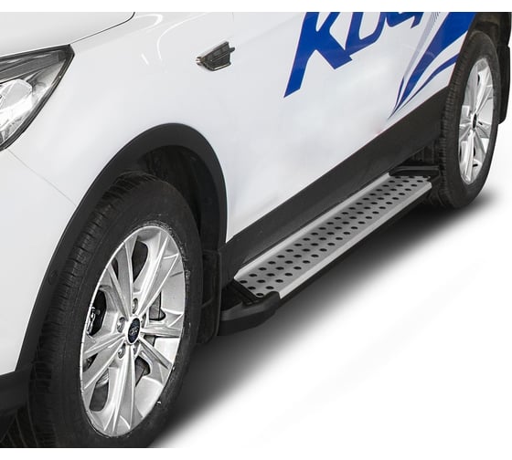 Пороги "Bmw-Style круг" Rival для Ford Kuga II рестайлинг 2016-н.в., 180 см, 2 шт., алюминий, D180AL.1804.2