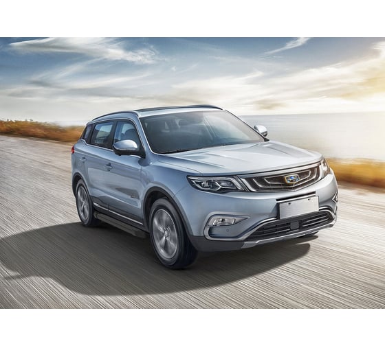 Алюминиевые пороги Rival Black для Geely Atlas 2018-н.в., 173 см, 2 шт., F173ALB.1903.2
