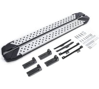 Пороги "Bmw-Style круг" Rival для Volkswagen Tiguan II 2016-2020 2020-н.в., 173 см, 2 шт., алюминий, D173AL.5802.4