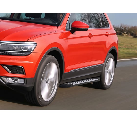 Пороги "Bmw-Style круг" Rival для Volkswagen Tiguan II 2016-2020 2020-н.в., 173 см, 2 шт., алюминий, D173AL.5802.4