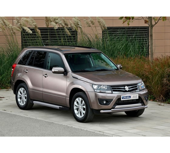 Пороги "Silver" Rival для Suzuki Grand Vitara III 5-дв. 2005-2015, 173 см, 2 шт., алюминий, F173AL.5502.2
