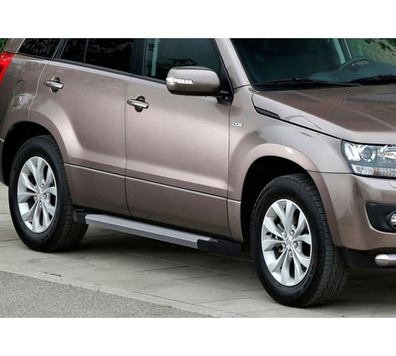 Пороги "Silver" Rival для Suzuki Grand Vitara III 5-дв. 2005-2015, 173 см, 2 шт., алюминий, F173AL.5502.2