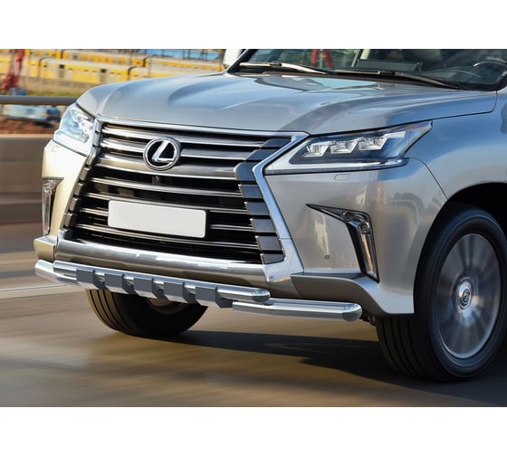 Защита переднего бампера Rival d76+d57 с профильной ЗК для Lexus LX (кроме Superior) 15-21 R.3210.001