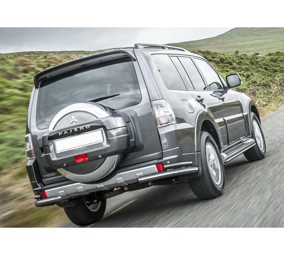 Защита заднего бампера d76+d42 уголки Rival Mitsubishi Pajero IV, 2 части R.4002.018 1