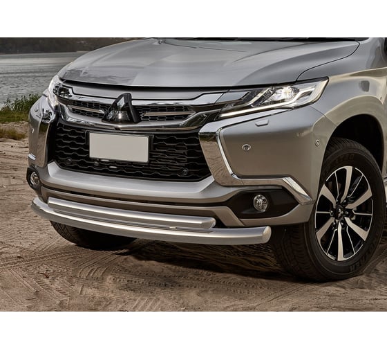 Защита переднего бампера Rival Mitsubishi Pajero Sport III 2016, нерж. сталь, R.4012.001