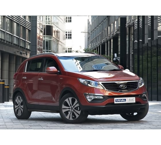 Пороги "Black" Rival для Hyundai ix35 2010-2015/Kia Sportage III 2010-2016, 173 см, 2 шт., алюминий, F173ALB.2303.2