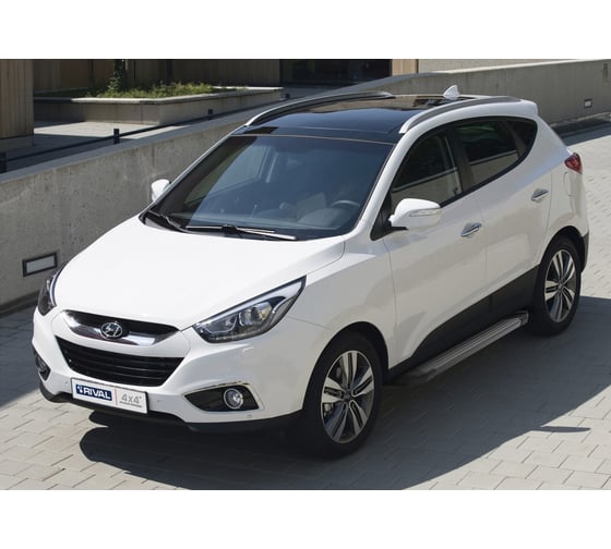 Пороги "Black" Rival для Hyundai ix35 2010-2015/Kia Sportage III 2010-2016, 173 см, 2 шт., алюминий, F173ALB.2303.2