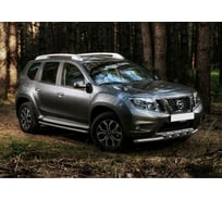 Защита переднего бампера d57+d42 с профильной защитой картера Rival для Nissan Terrano III 2014-2017 2017-н.в., нерж. сталь, R.4119.001
