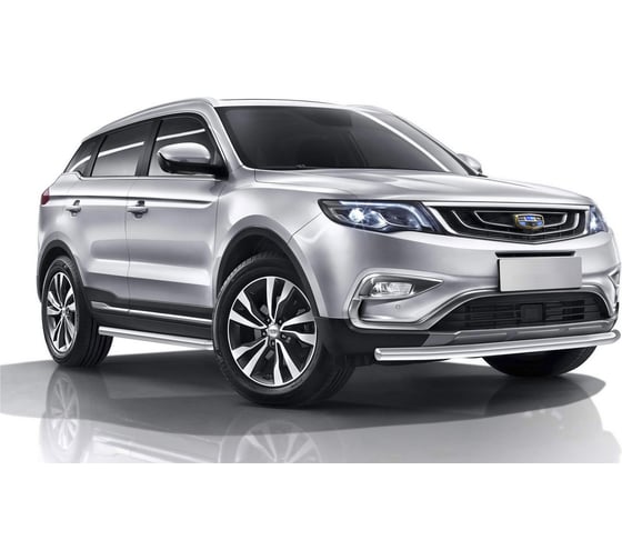 Защита переднего бампера d57 Rival для Geely Atlas I 2018-н.в., нерж. сталь, R.1904.002 1