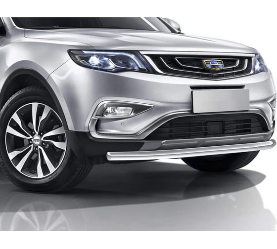 Защита переднего бампера d57 Rival для Geely Atlas I 2018-н.в., нерж. сталь, R.1904.002